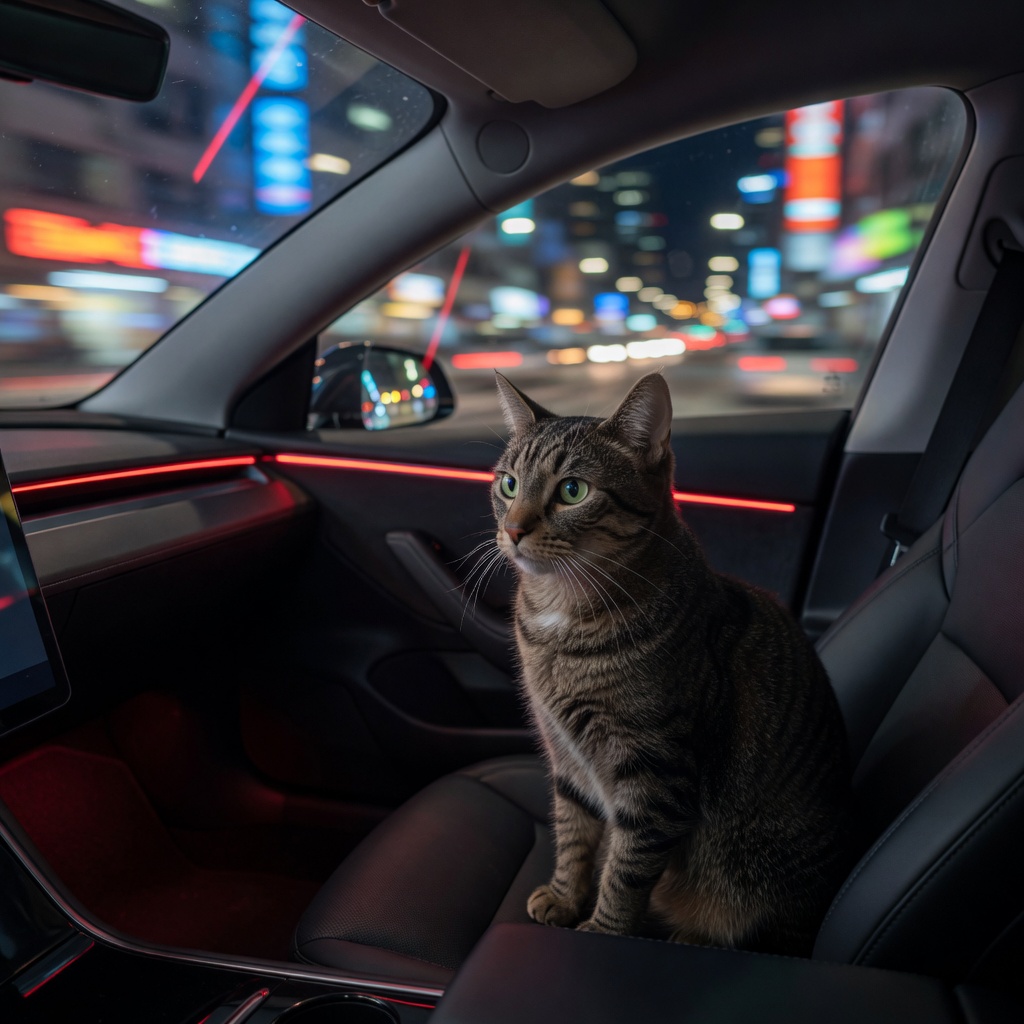 Oliver riding in the Cybercab